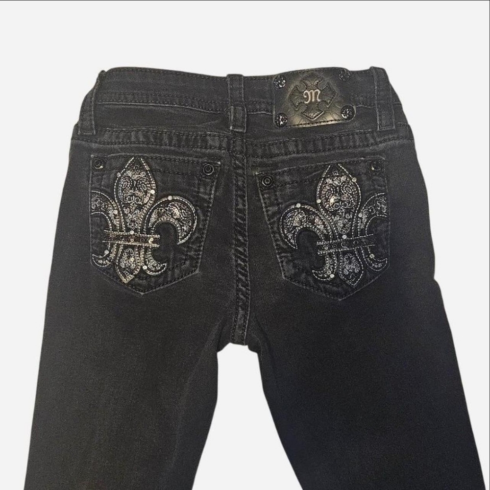 Miss Me Black Boot Cut Jeans with Silver Embellishments
